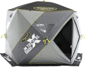 CLAM Portable Fishing Angler Thermal Hub Shelter Tent with Anchor Straps, Carrying Bag