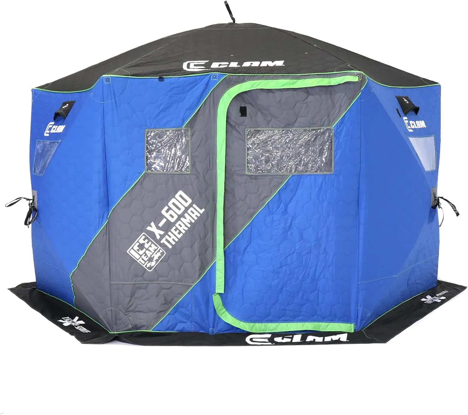 CLAM Portable Fishing Angler Thermal Hub Shelter Tent with Anchor Straps, Carrying Bag