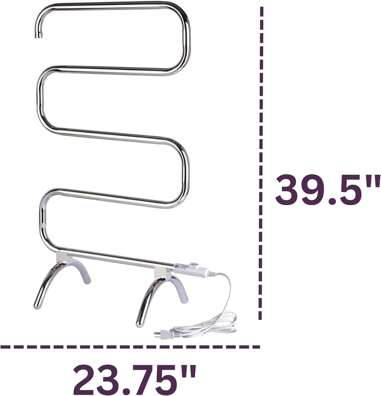 Classic Towel Warmer - Free-Standing or Wall Mounted Towel Warmer Rack for Drying Towels and Garments - 37.5-Inch Chrome Finish Frame with 4 Bars - Model HCC