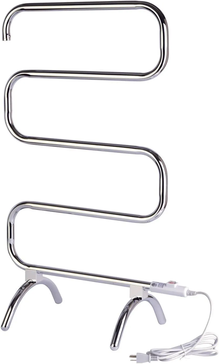 Classic Towel Warmer - Free-Standing or Wall Mounted Towel Warmer Rack for Drying Towels and Garments - 37.5-Inch Chrome Finish Frame with 4 Bars - Model HCC
