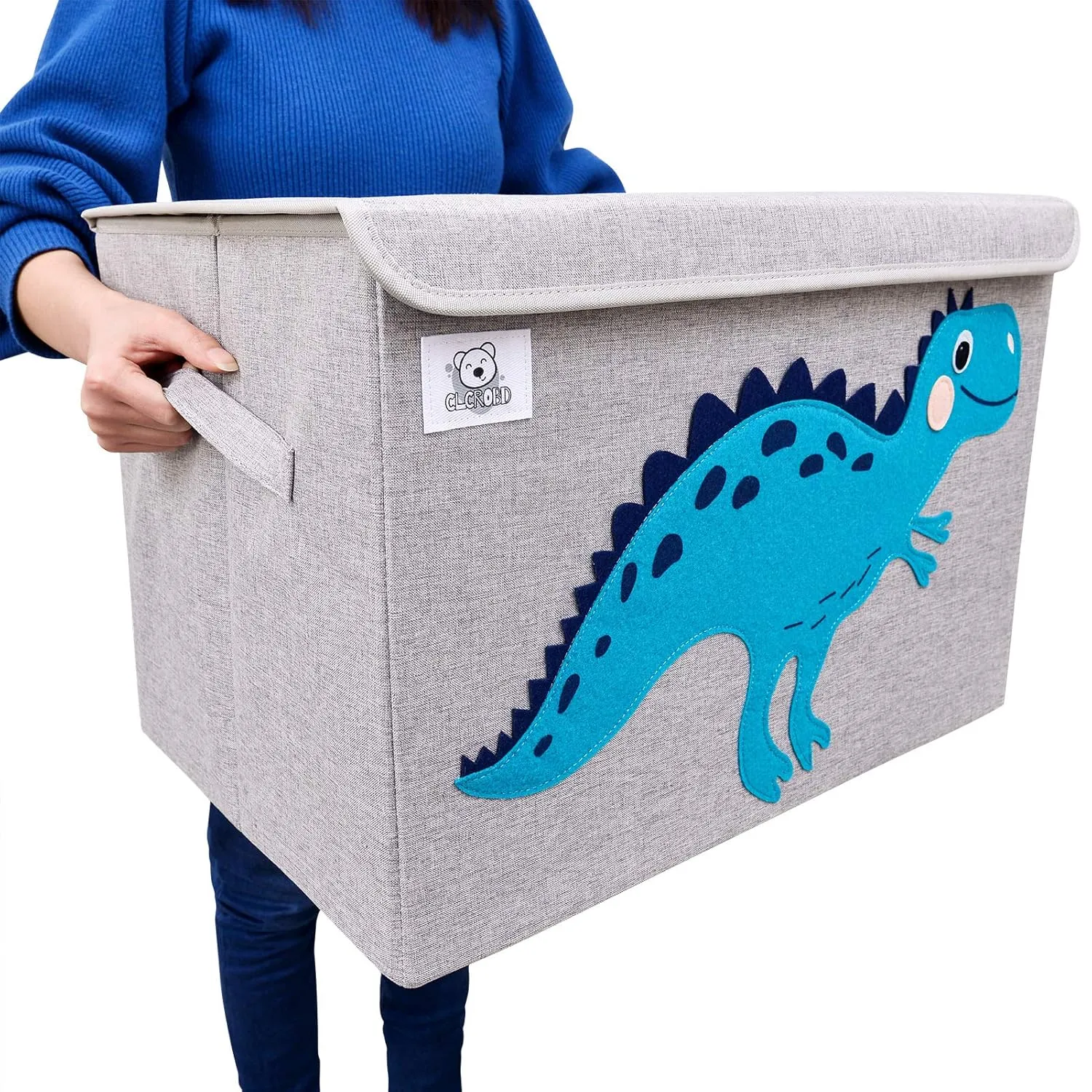 CLCROBD Foldable Large Kids Toy Chest with Flip-Top Lid, Collapsible Fabric Animal Toy Storage Organizer/Bin/Box/Basket/Trunk for Toddler, Children and Baby Nursery (Dog)