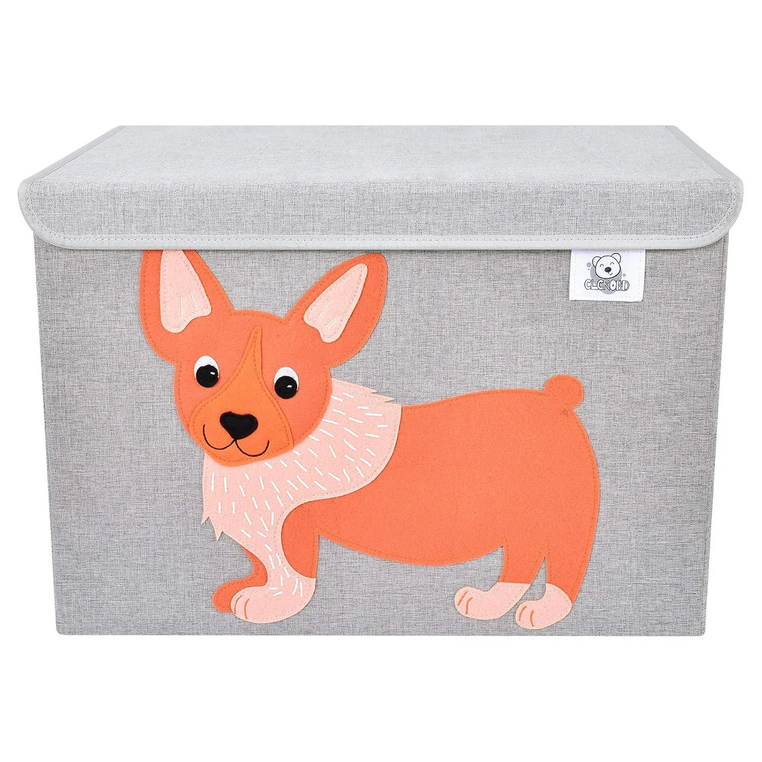 CLCROBD Foldable Large Kids Toy Chest with Flip-Top Lid, Collapsible Fabric Animal Toy Storage Organizer/Bin/Box/Basket/Trunk for Toddler, Children and Baby Nursery (Dog)