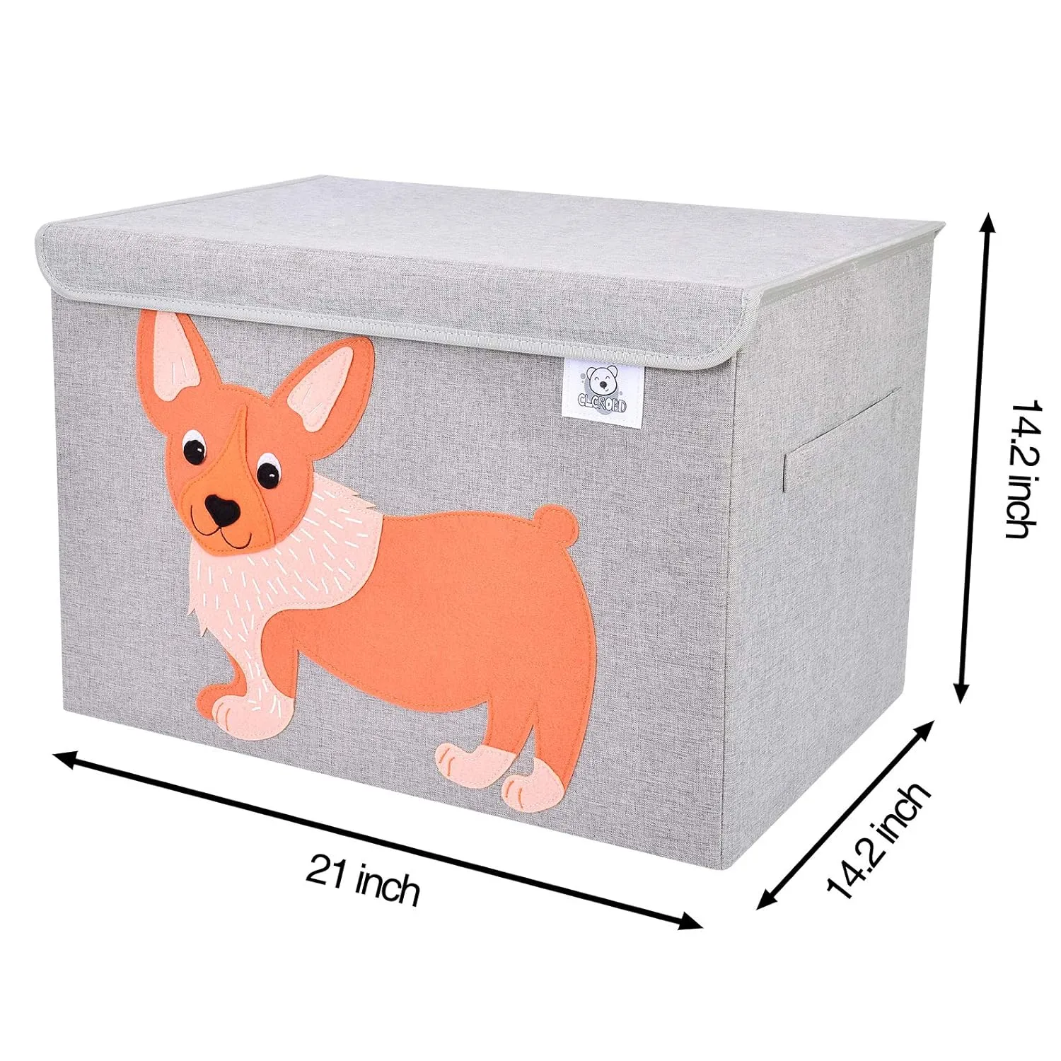 CLCROBD Foldable Large Kids Toy Chest with Flip-Top Lid, Collapsible Fabric Animal Toy Storage Organizer/Bin/Box/Basket/Trunk for Toddler, Children and Baby Nursery (Dog)