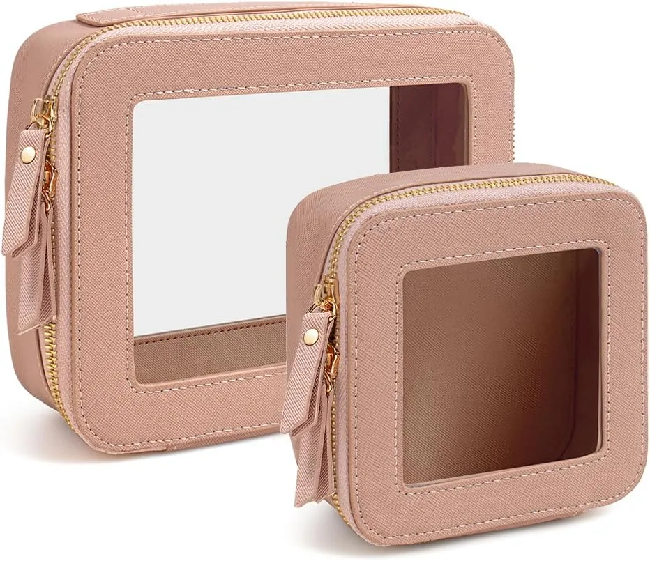 Clear Makeup Bag Set, Travel Makeup Case Clear Cosmetic Travel Bag Small Makeup Organizer Mini Make Up Pouch for Purse Waterproof Toiletry Bag Portable Car Essentials Car Organizer