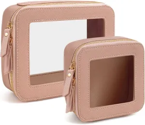 Clear Makeup Bag Set, Travel Makeup Case Clear Cosmetic Travel Bag Small Makeup Organizer Mini Make Up Pouch for Purse Waterproof Toiletry Bag Portable Car Essentials Car Organizer