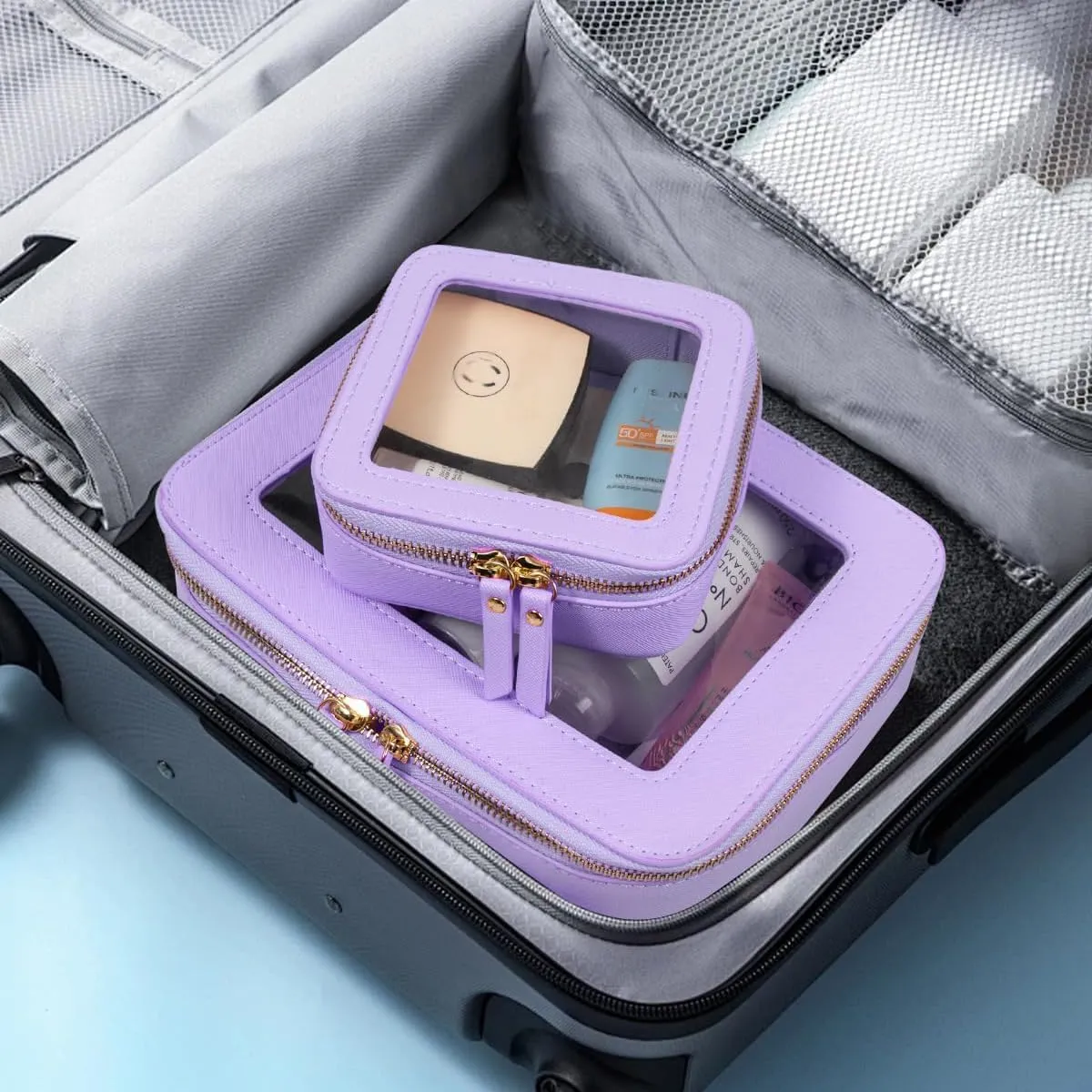Clear Makeup Bag, Small Makeup Bag TSA Approved Toiletry Bag Cosmetic Travel Bag Cute Makeup Bag Organizer Makeup Case Pouch Car Essentials for Women Men