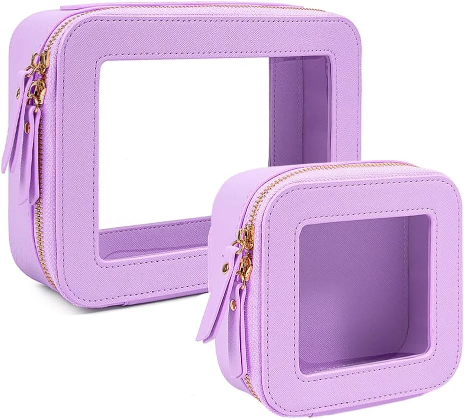 Clear Makeup Bag, Small Makeup Bag TSA Approved Toiletry Bag Cosmetic Travel Bag Cute Makeup Bag Organizer Makeup Case Pouch Car Essentials for Women Men