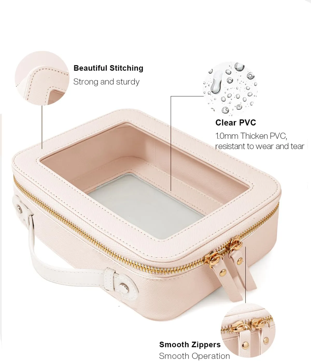 Clear Makeup Bag Small, TSA Approved Portable Toiletry Bag with Zipper Cosmetic Travel Bag Makeup Organizer Case Mini Makeup Pouch for Purse Car Organizer Bag for Women Men