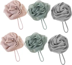 CLISPEED 6Pcs Flower Shaped Bath Balls Exfoliating Shower Loofahs for Body Cleansing Portable Mesh Scrubber and Shower Accessories for Daily Use