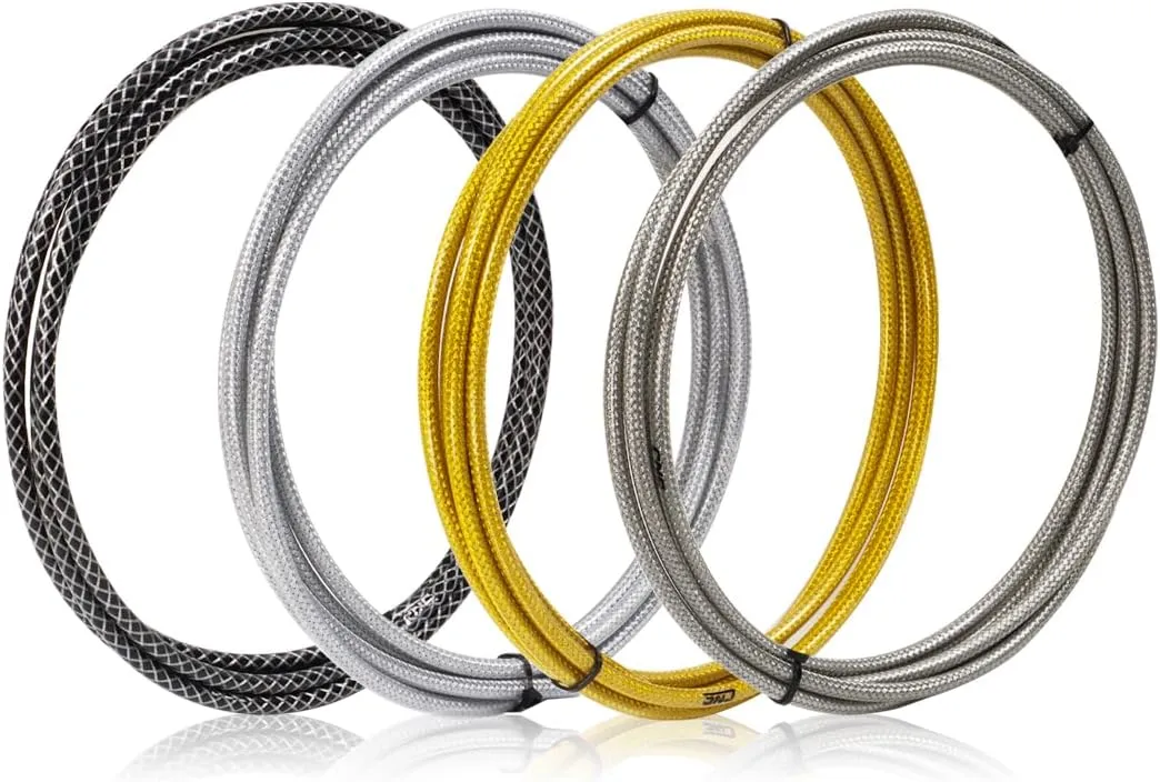 CNC Bike Shifter Cable Set for Shimano/SRAM,Road Bike Derailleur Cable，Gear Cable Housing Coated Braided & Teflon Inner line for Bicycle/Mountain Bike（Black/Gold/Silver/Titanium Silver）