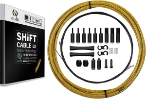 CNC Bike Shifter Cable Set for Shimano/SRAM,Road Bike Derailleur Cable，Gear Cable Housing Coated Braided & Teflon Inner line for Bicycle/Mountain Bike（Black/Gold/Silver/Titanium Silver）