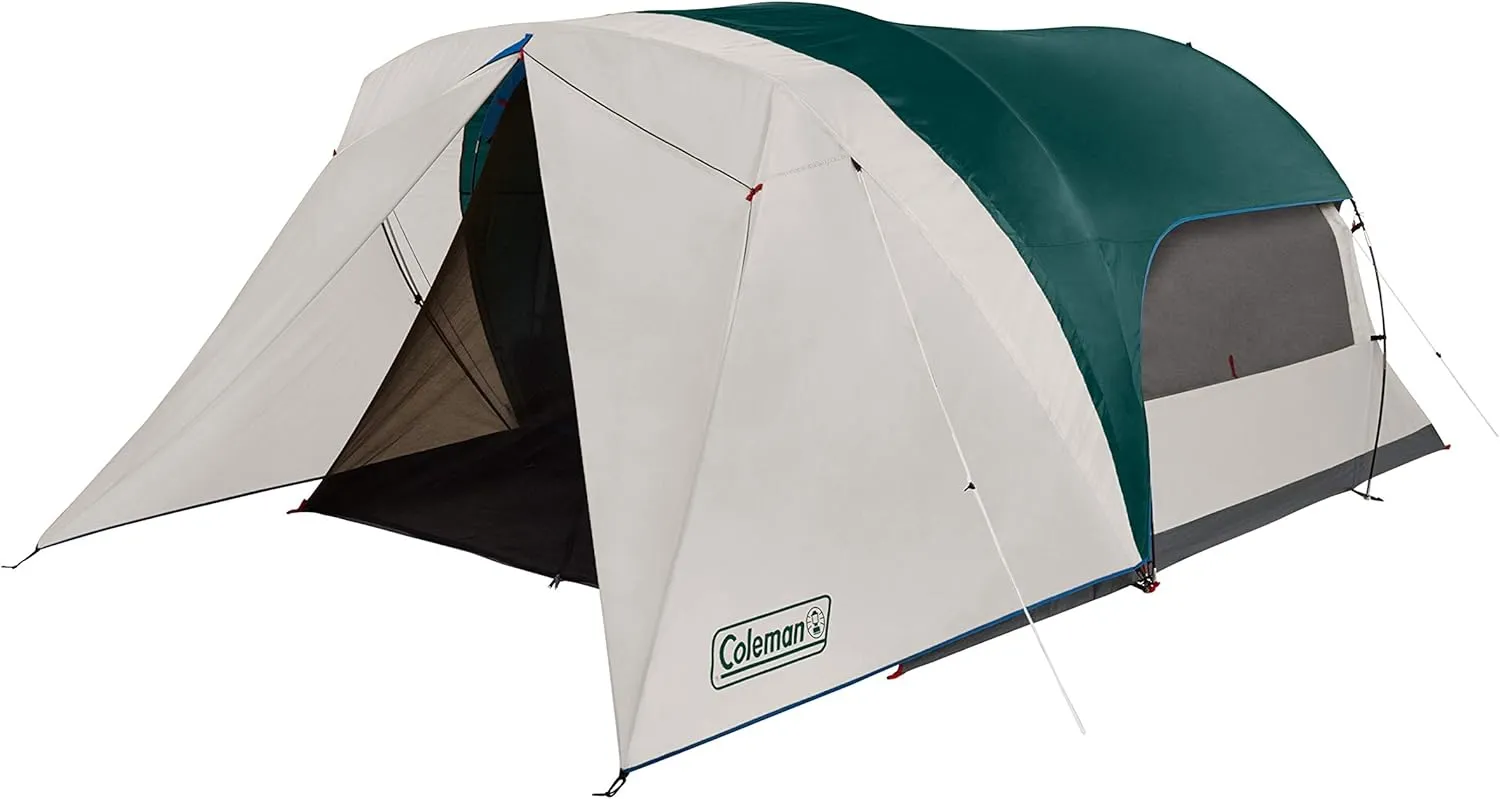 Coleman Cabin Camping Tent with Screened Porch, 4/6 Person Weatherproof Tent with Enclosed Screened Porch Option, Includes Rainfly, Carry Bag, Extra Storage, and 10 Minute Setup