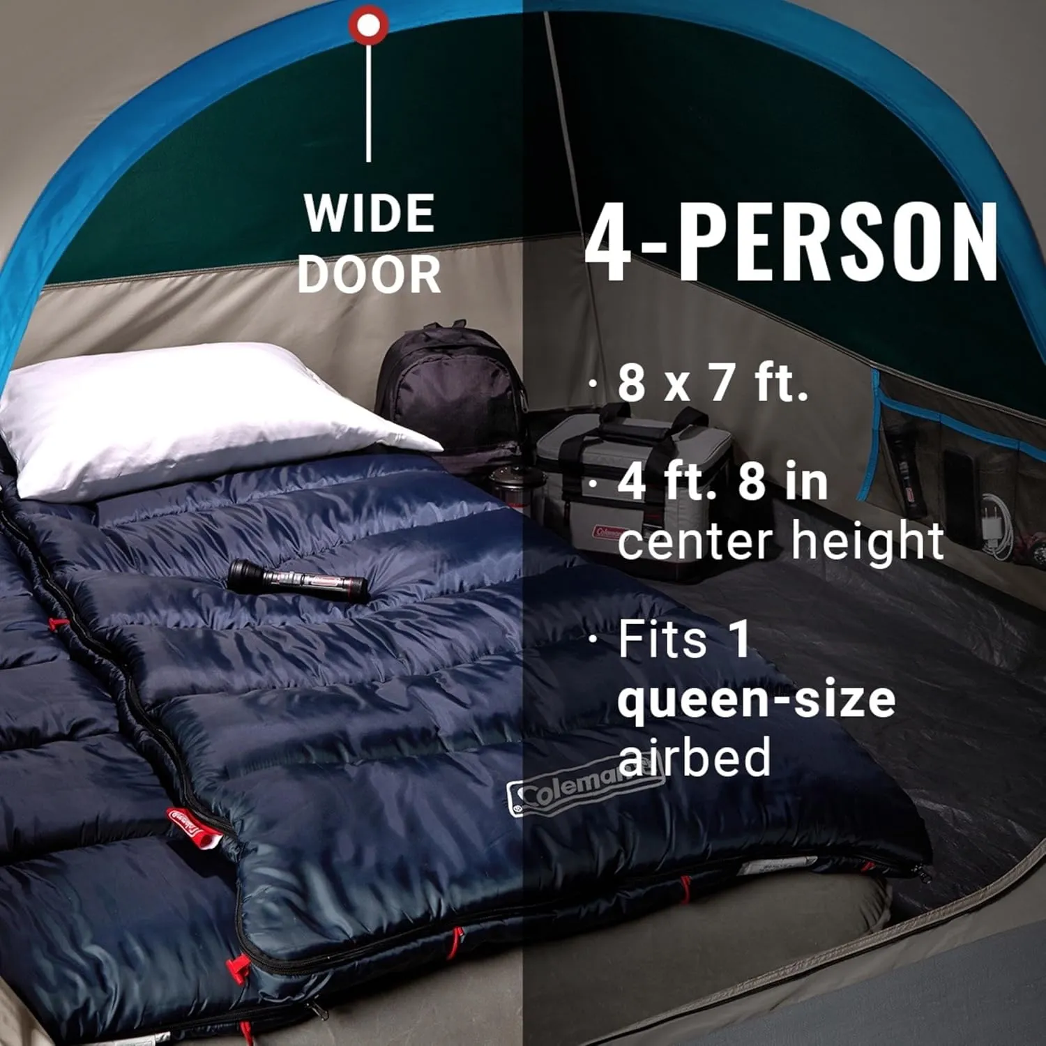 Coleman Skydome Tent with 5 Minute Setup, 6-Person Weatherproof Tent with Rainfly & Carry Bag, 20% More Headroom Than Traditional Canopies