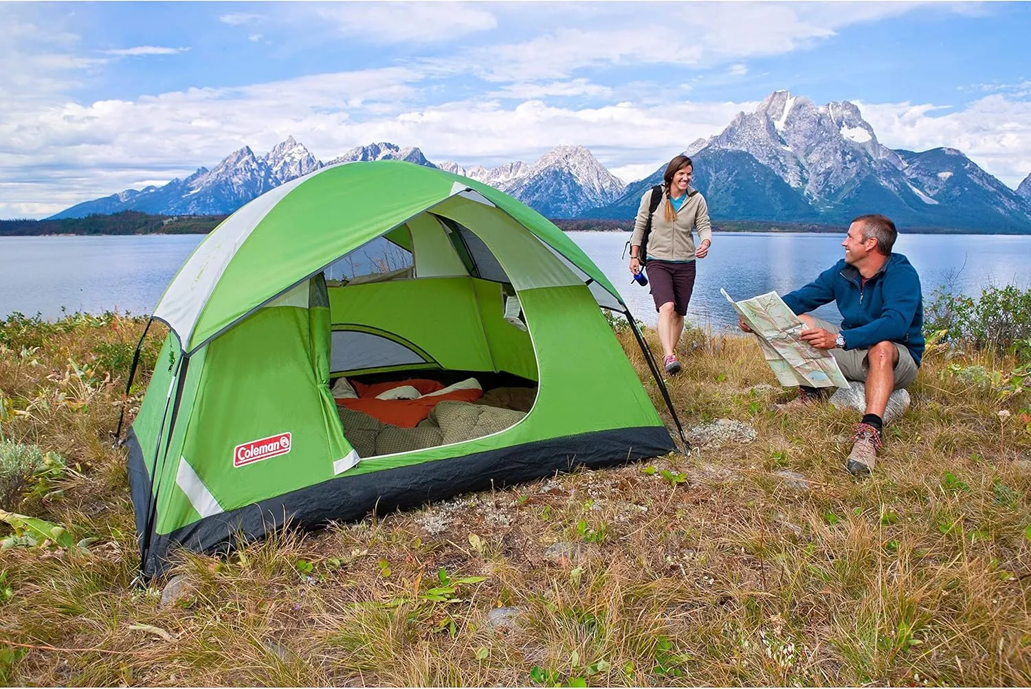 Coleman Sundome 4-Person Tent with Rainfly, Weatherproof Tent Sets Up in 10 Mins