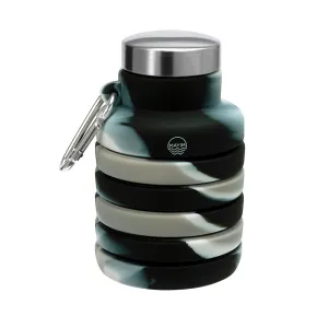 Collapsible Carabiner Bottle - Tie Dye - Black & White