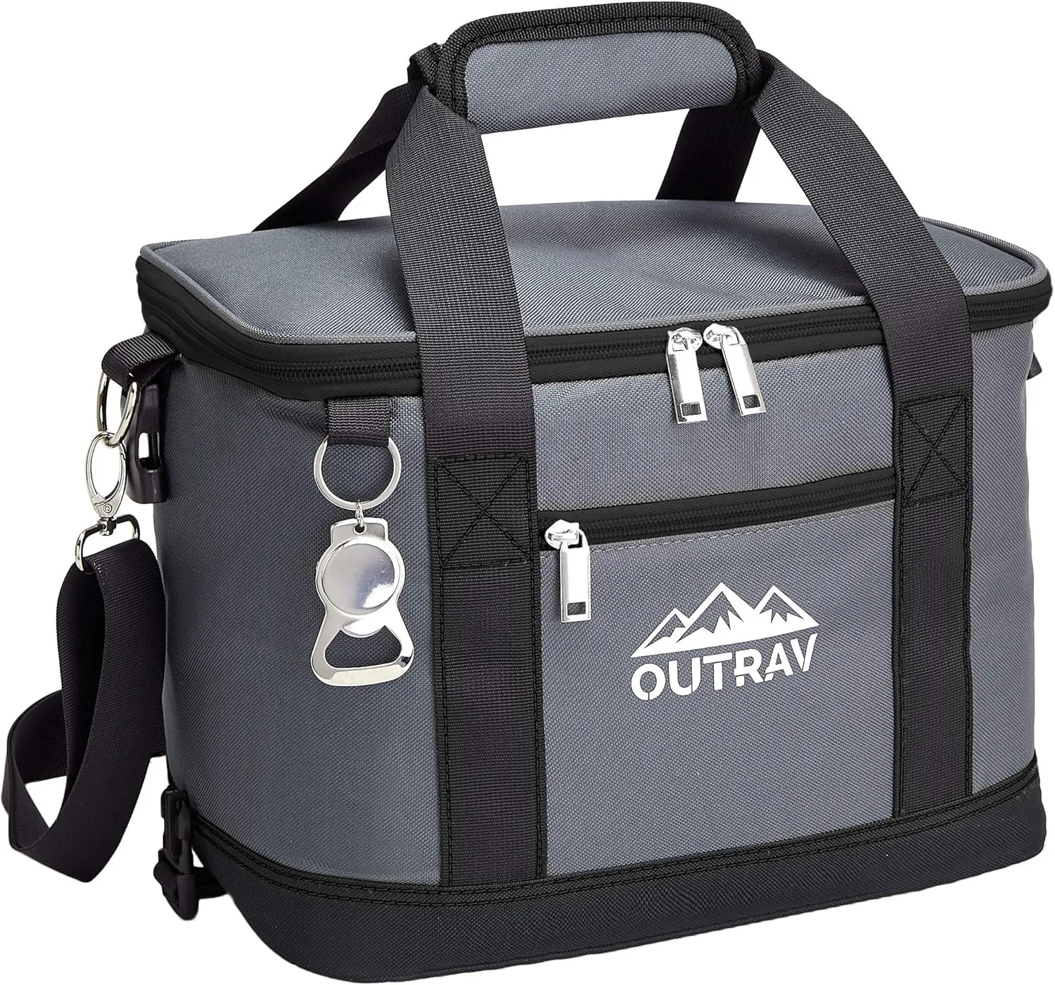 Collapsible Insulated Cooler Bag – 6L Thermal Lunch Bag with Bottle Opener, 16 Can Capacity – Perfect For Camping, Picnics and Travel - Handles and Removable Shoulder Strap - By Outrav