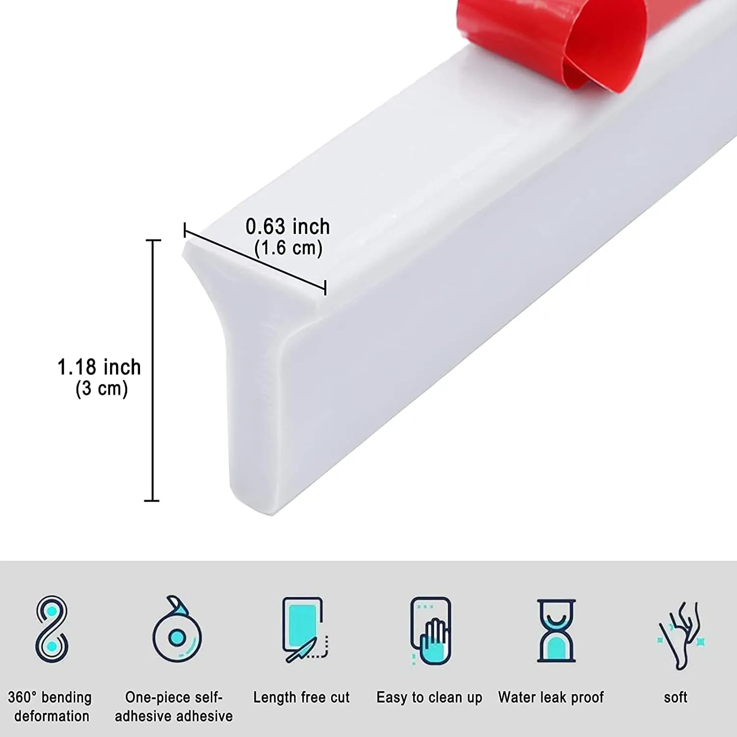 Collapsible Shower Water Guard Water Splash Guard Water Dam Barrier Shower Threshold for Shower Stall, Stay Dry Retainer for Wet and Dry Separation for Bathroom (75")