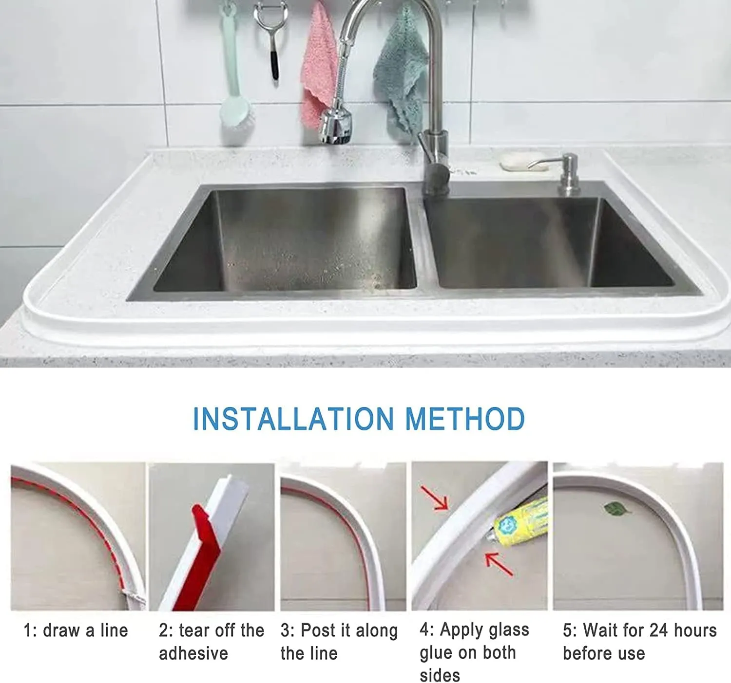 Collapsible Shower Water Guard Water Splash Guard Water Dam Barrier Shower Threshold for Shower Stall, Stay Dry Retainer for Wet and Dry Separation for Bathroom (75")