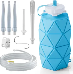 Collapsible Silicone Enema Bag Bottle with 5.2ft Hose, 5 Enema Tips, Controllable Flow Valve – 1.2 L Capacity Coffee enemas kit for Colon Cleanse Men and Women
