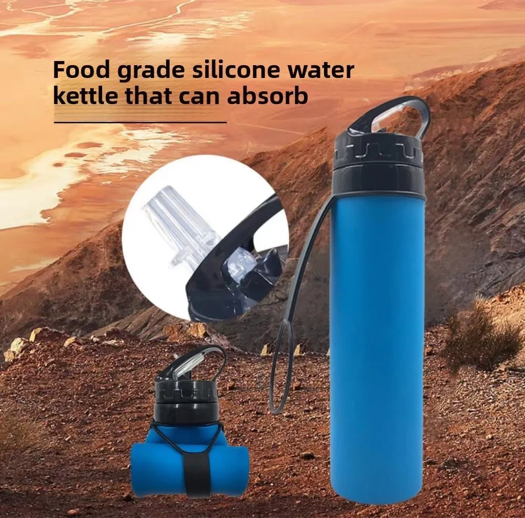 Collapsible Silicone Travel Water Bottle A Portable Telescopic Water Bottle Ideal for Hiking, Mountaineering, Camping and Sports Reusable and Leakproof 2 Pieces (Color 2)