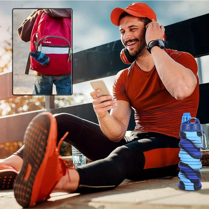 Collapsible Silicone Water Bottle 500ml BPA Free