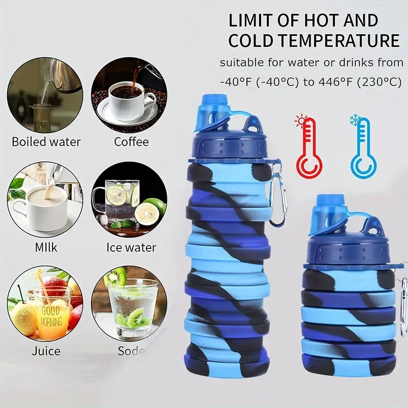Collapsible Silicone Water Bottle 500ml BPA Free