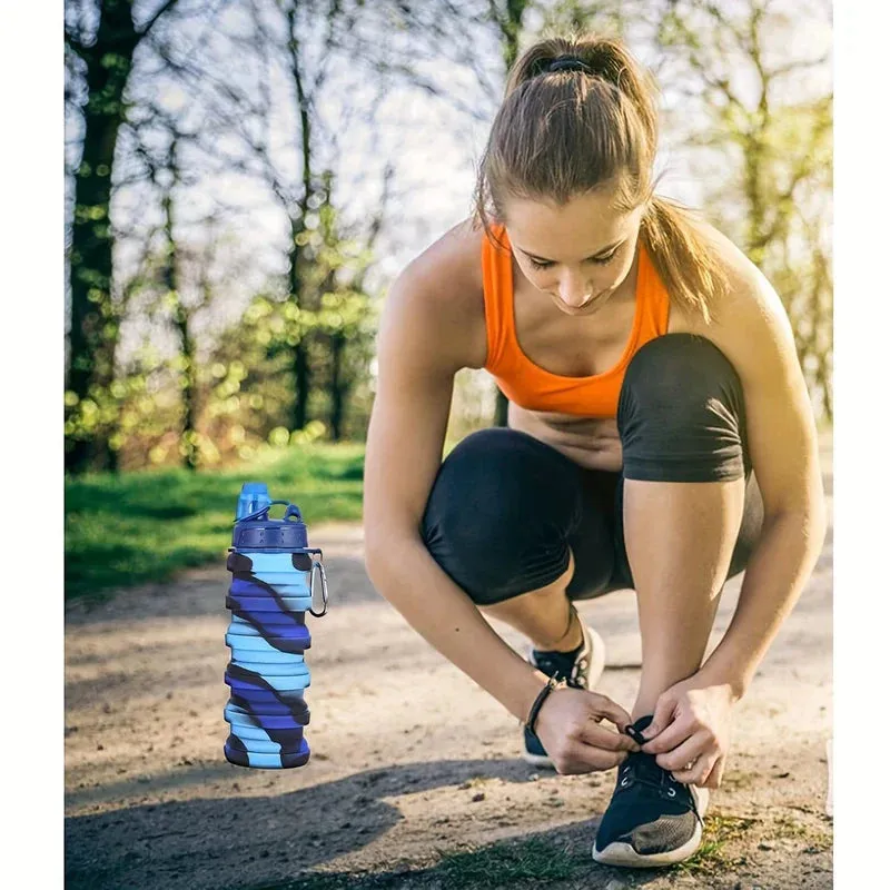 Collapsible Silicone Water Bottle 500ml BPA Free