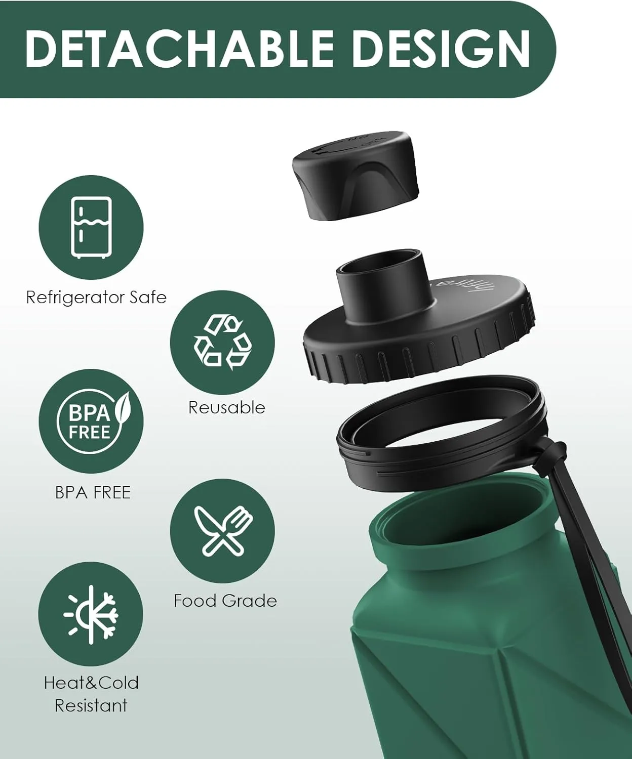 Collapsible Water Bottles, 6 Pack BPA-Free Leak-Proof Silicone Foldable Water Bottle Cup, Durable Lightweight Bottle for Gym Travel Camping Hiking Running Sport