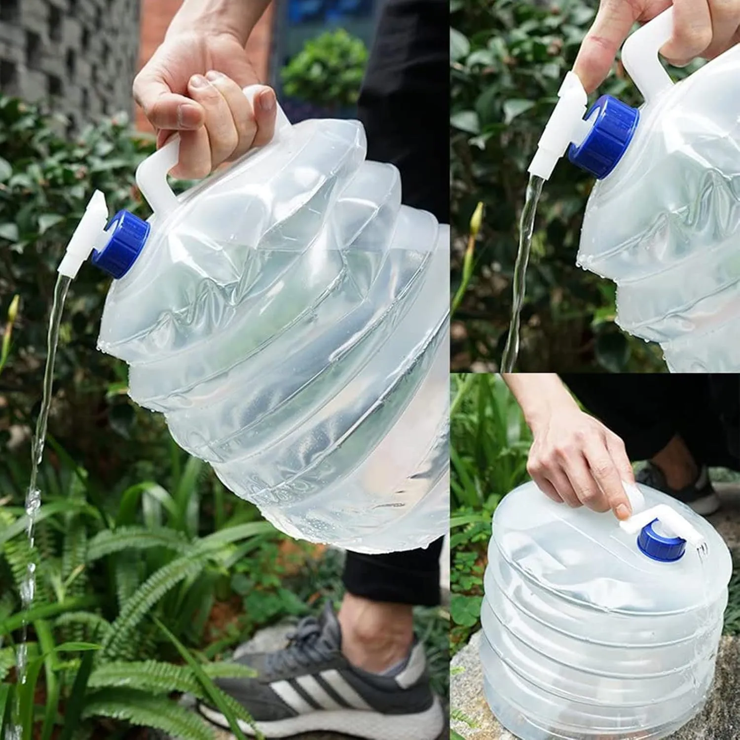 Collapsible Water Container, 5L 10L 15L Portable Folding Water Carrier with Tap, BPA Free Water Carrier Tanks - Water Storage for Camping, Hiking, Climbing, Outdoor, Fishing, Travel