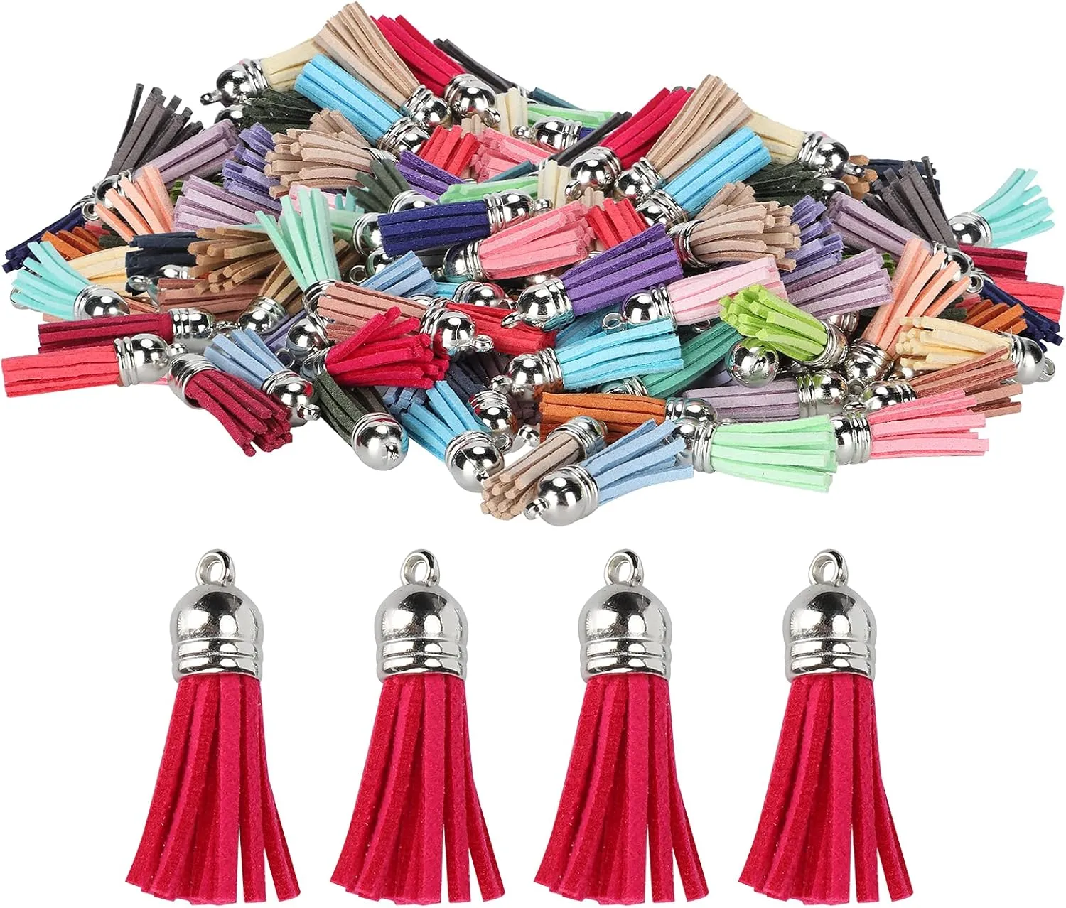 Colorful Suede Tassel Pendant Crafts DIY Jewelry Making Supplies KIT