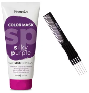 Comb   FanoIa Color Mask, Nourishing Coloring Masque - Color Lock Technology (w/SLEEKSHOP Premium Carbon Teasing Comb) (Silky Purple)