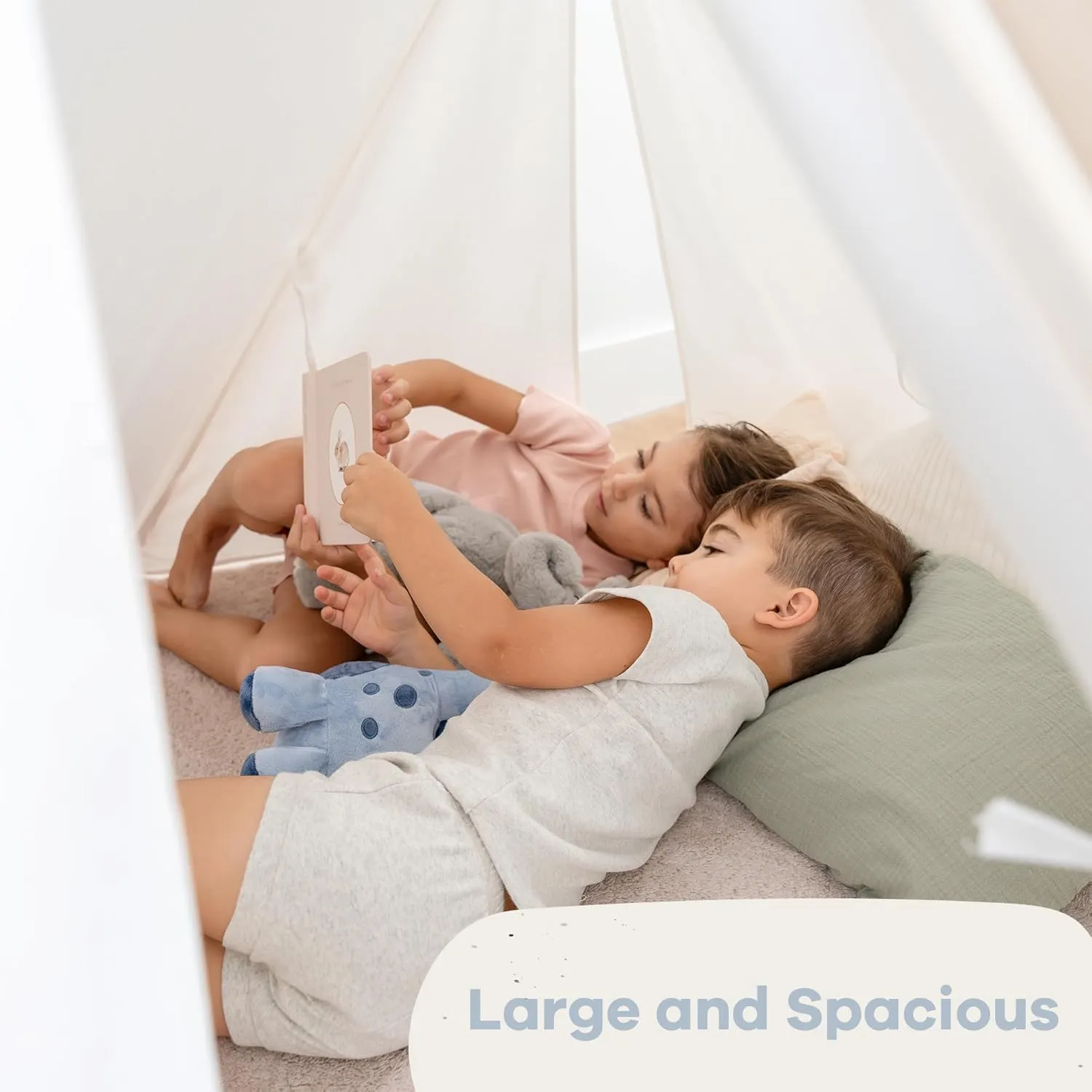 Comfy Cubs Kids Play Tent - Breathable Cotton Teepee for Imaginative Activity - Indoor Canvas Play Tent - Easy Setup, Safe Design, and Spacious Layout for Children - Pacific Blue
