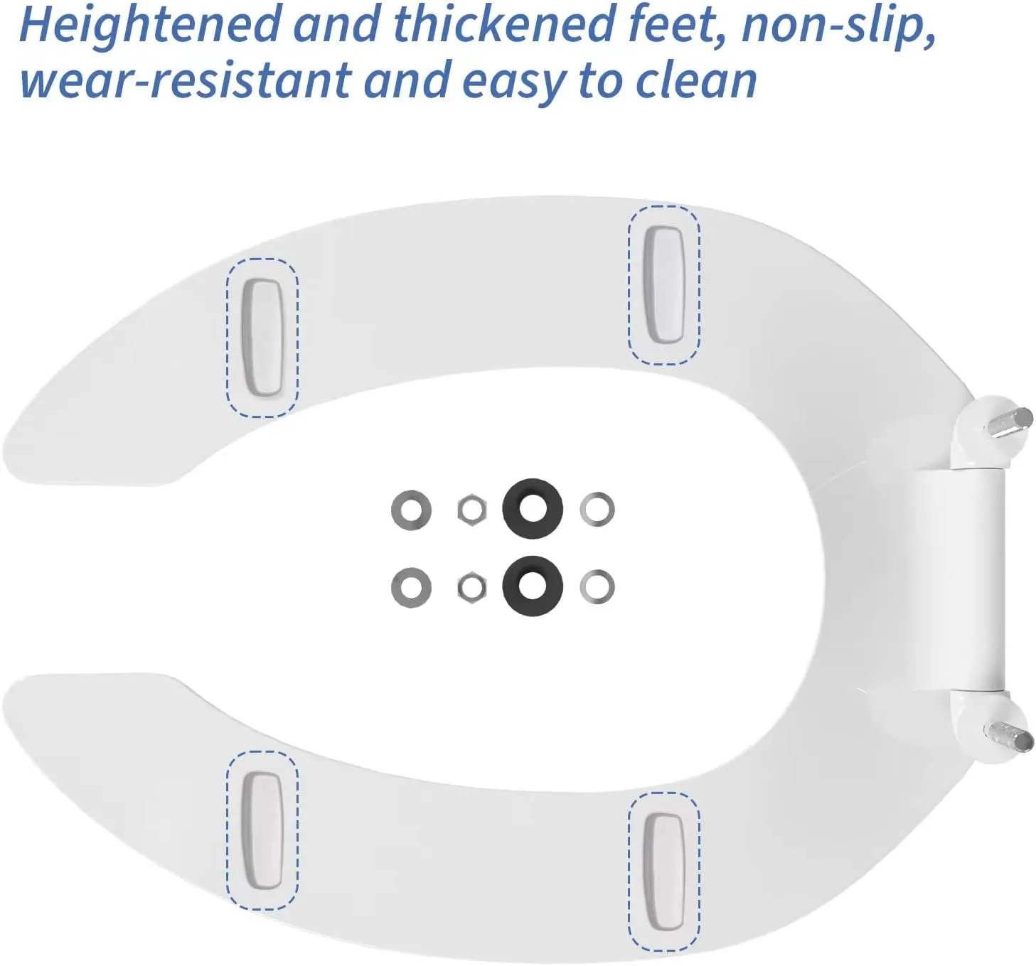 Commercial Heavy Duty Open Front Toilet Seat Without Cover, Thickened Material, Never Loosen, ELONGATED, White (18.5”), 1-Pack