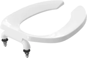 Commercial Heavy Duty Open Front Toilet Seat Without Cover, Thickened Material, Never Loosen, ELONGATED, White (18.5”), 1-Pack