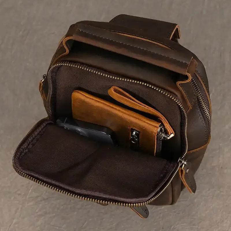 Compact Men's Leather Crossbody Bag