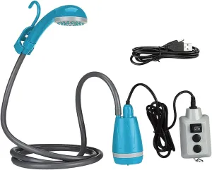 Compact Portable Shower Pump for Outdoor Activities, Blue