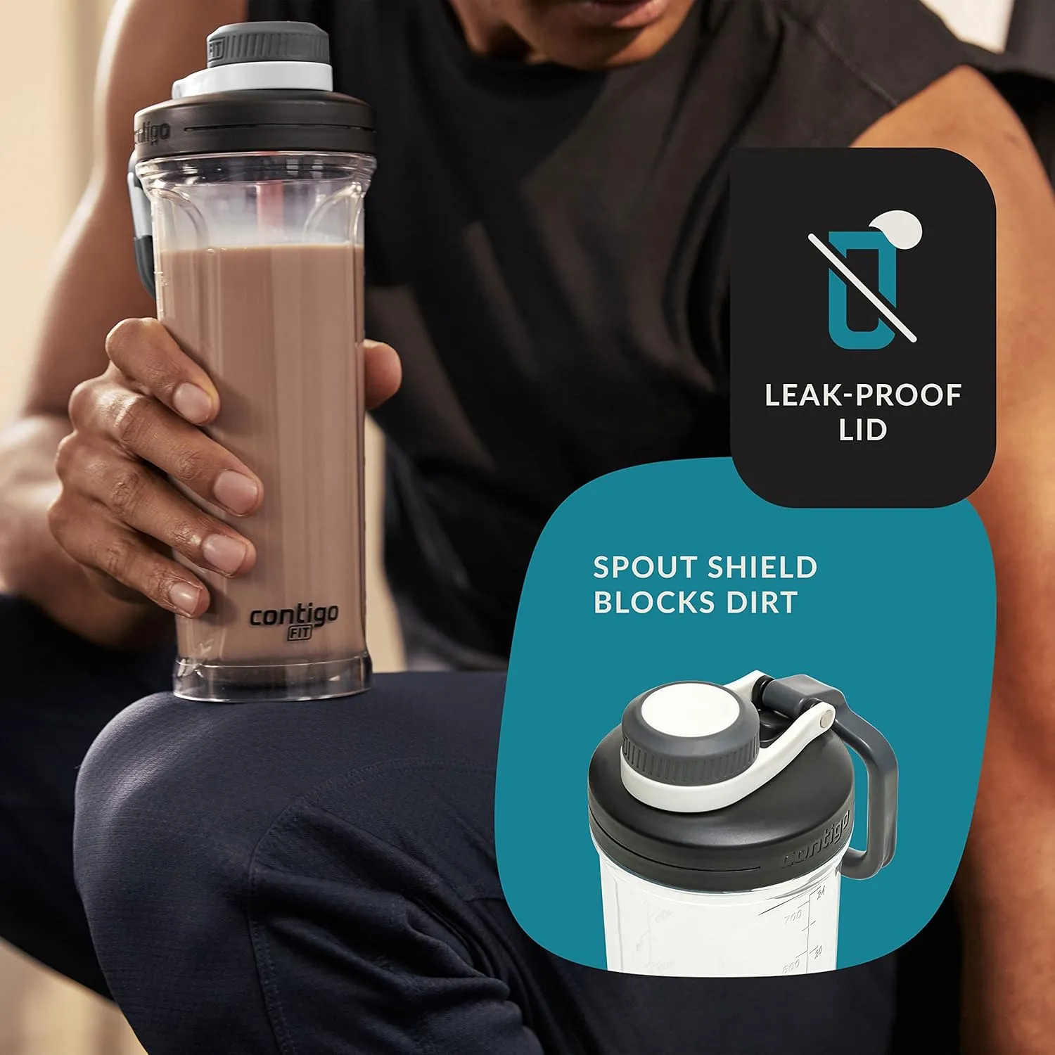 Contigo Shake & Go 2.0 Antimicrobial Shaker Bottle, 28 oz.