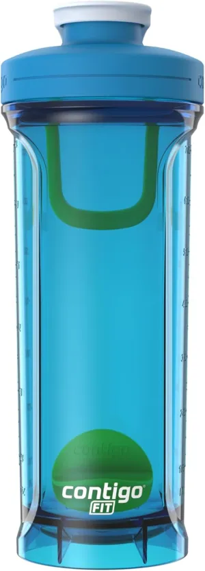 Contigo Shake & Go Shaker Bottle, Protein Shaker Bottle, Blender Bottle, 28oz, Blue Poppy/Coral