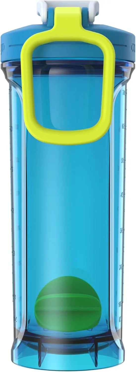 Contigo Shake & Go Shaker Bottle, Protein Shaker Bottle, Blender Bottle, 28oz, Blue Poppy/Coral