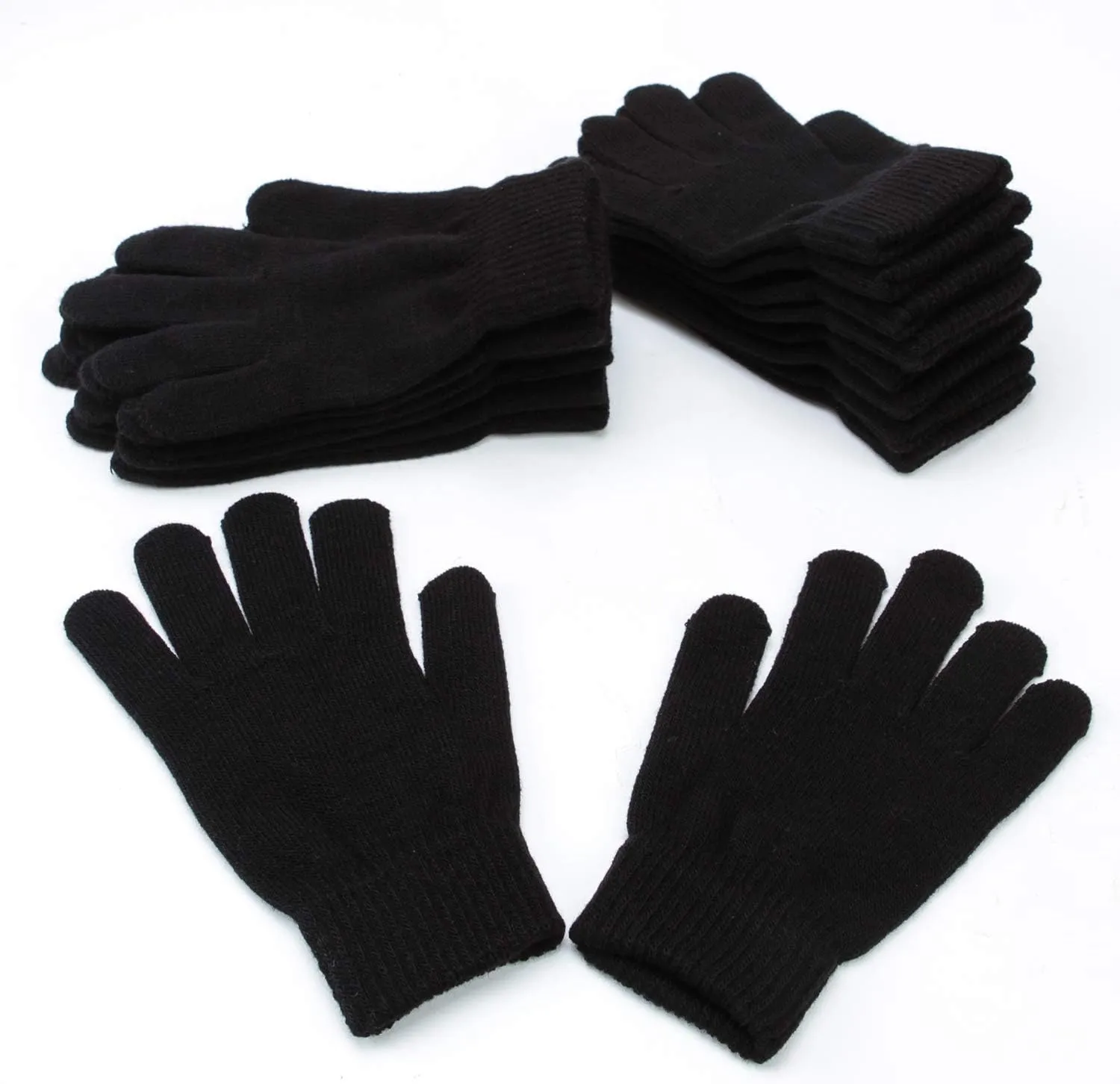 Cooraby 12 Pairs Winter Magic Gloves Stretchy Warm Knit Gloves with Mesh Storage Bag for Men or Women