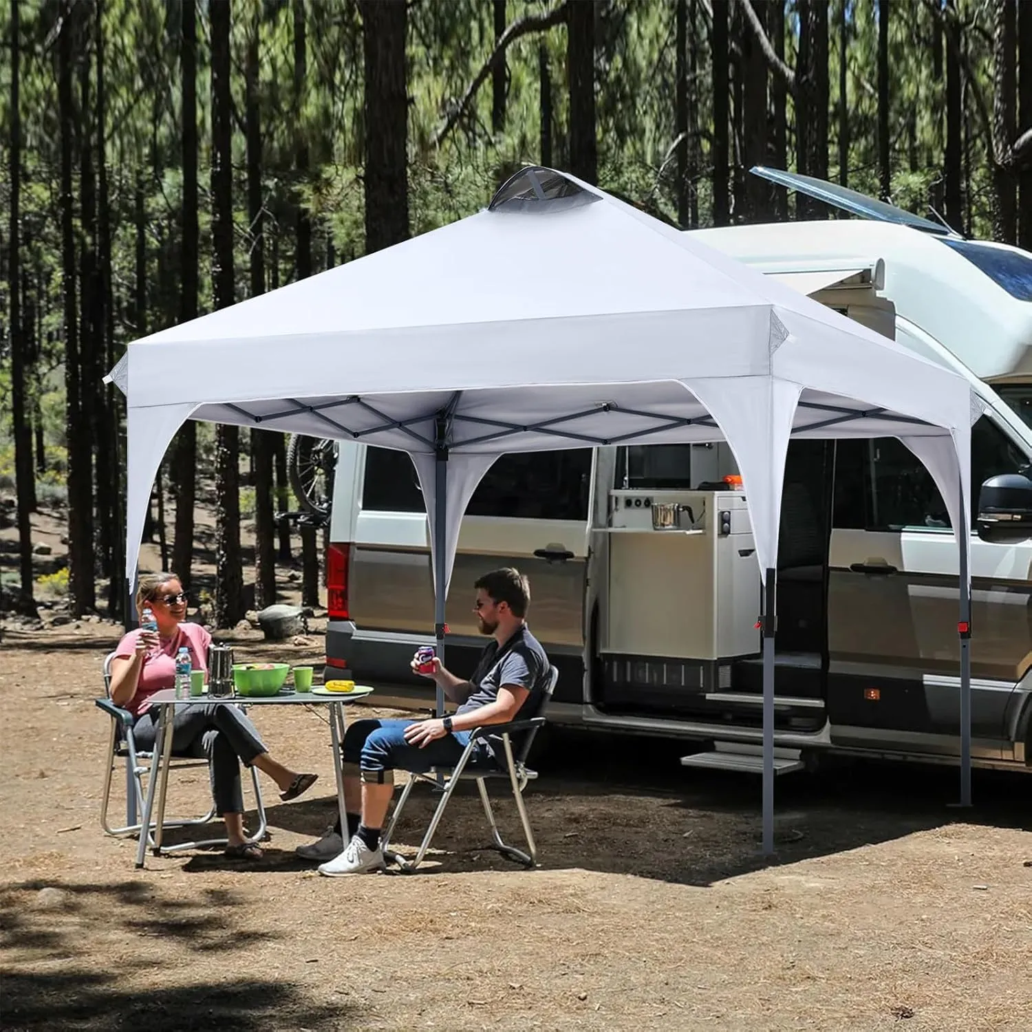 COOSHADE Pop Up Canopy Tent, 10x10 Easy Setup Instant Canopy Sun Shelter Beach Tent, Portable Sports Cool Cabana, White