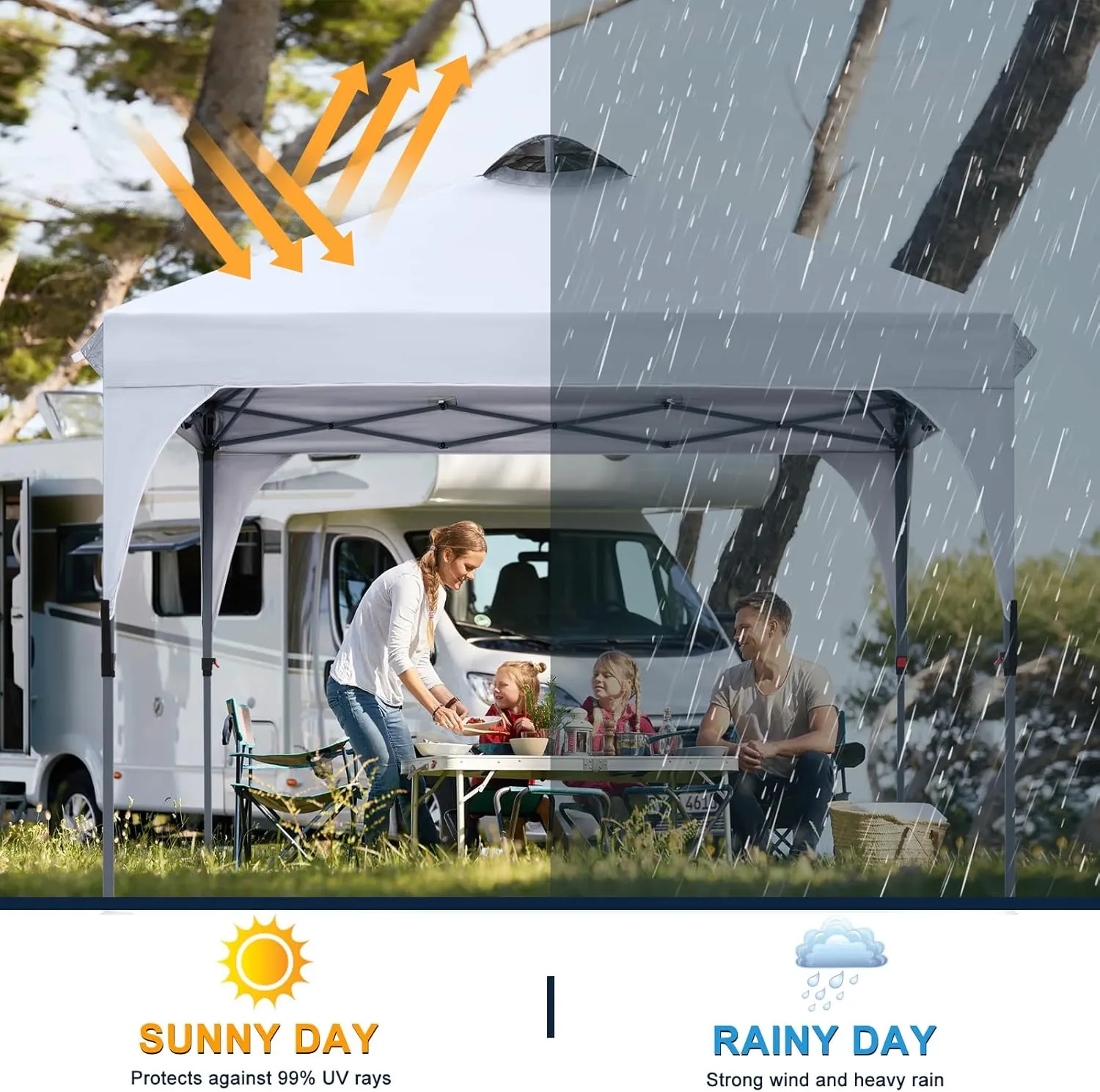 COOSHADE Pop Up Canopy Tent, 10x10 Easy Setup Instant Canopy Sun Shelter Beach Tent, Portable Sports Cool Cabana, White