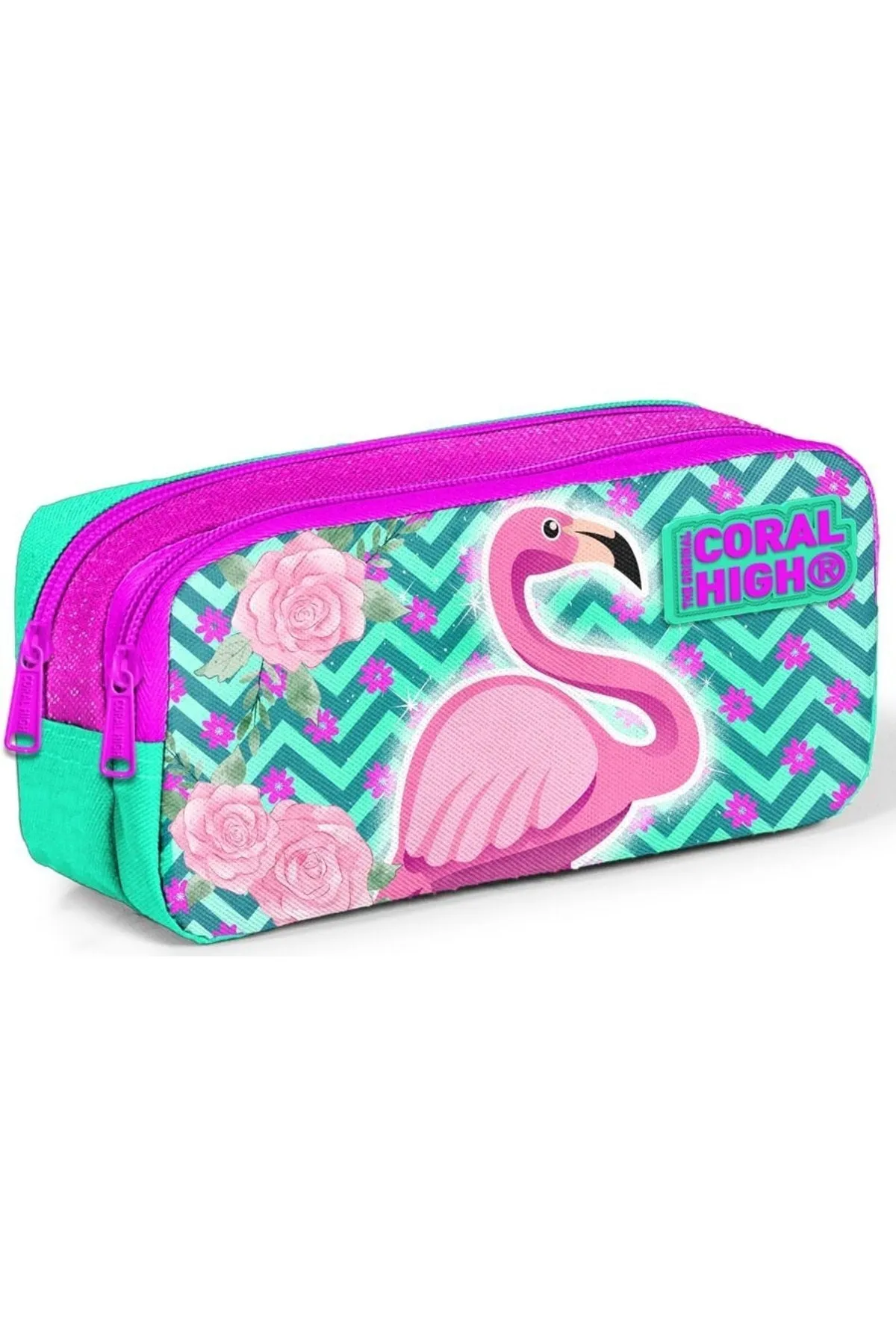 Coral High Green Flamingo Girls' Primary School Bag Set - Backpack food pencil holder
