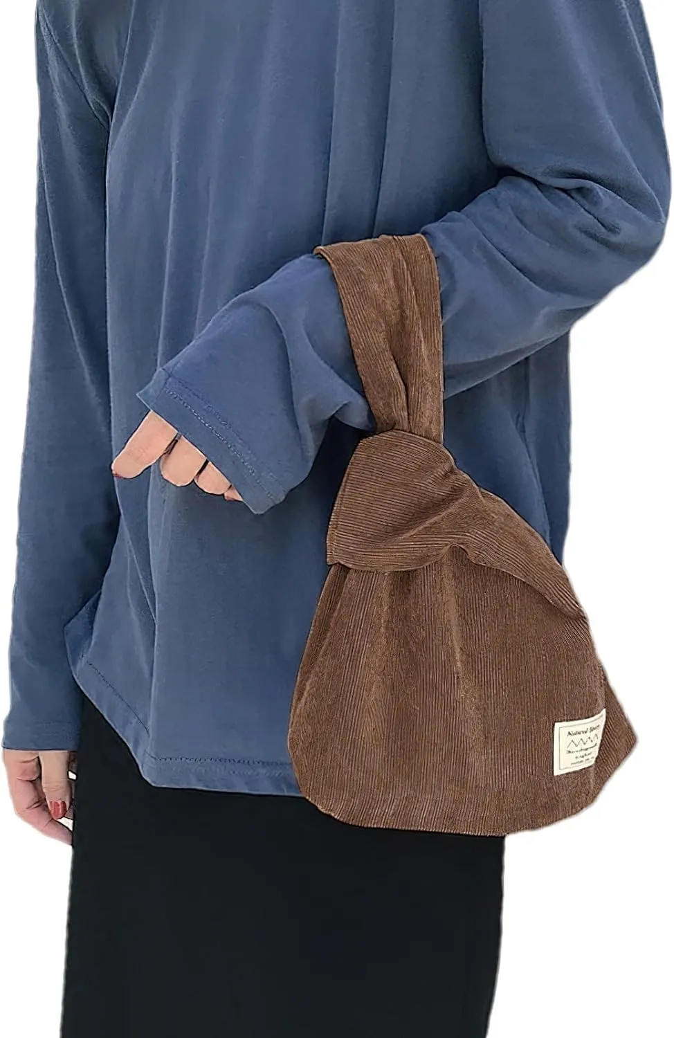 Corduroy Wristlet Wallet for Women Portable Wrist Bag Sleeve-Knot-Pouch (Very Small Size)