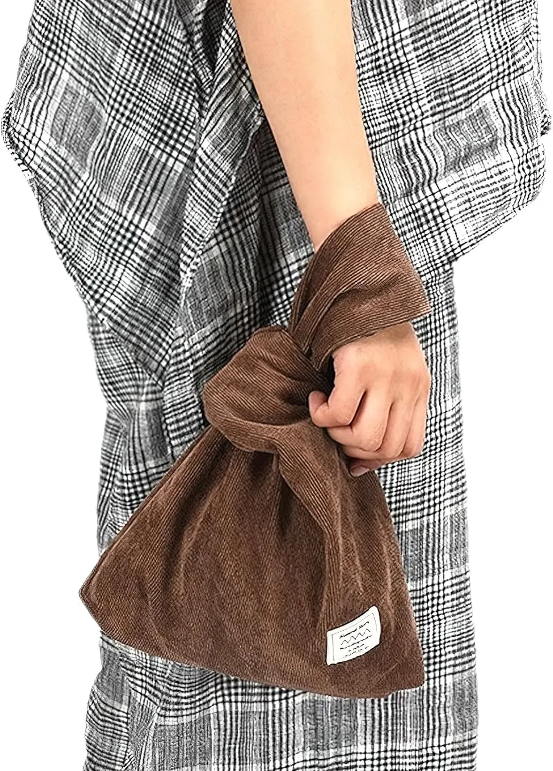 Corduroy Wristlet Wallet for Women Portable Wrist Bag Sleeve-Knot-Pouch (Very Small Size)