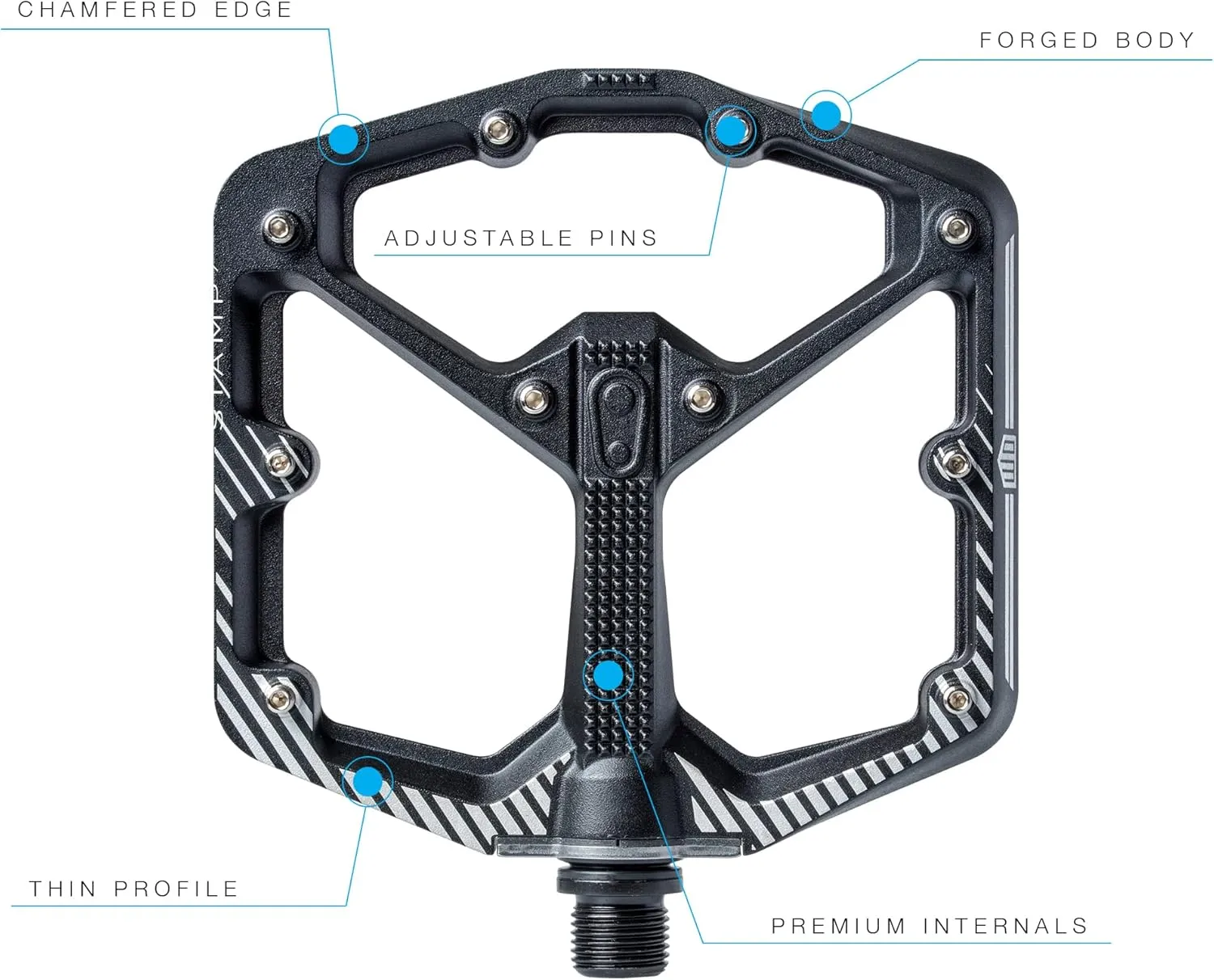 Crankbrothers Stamp Flat MTB Pedals - Size-Specific, Lightweight, Versatile, Durable Bike Pedals