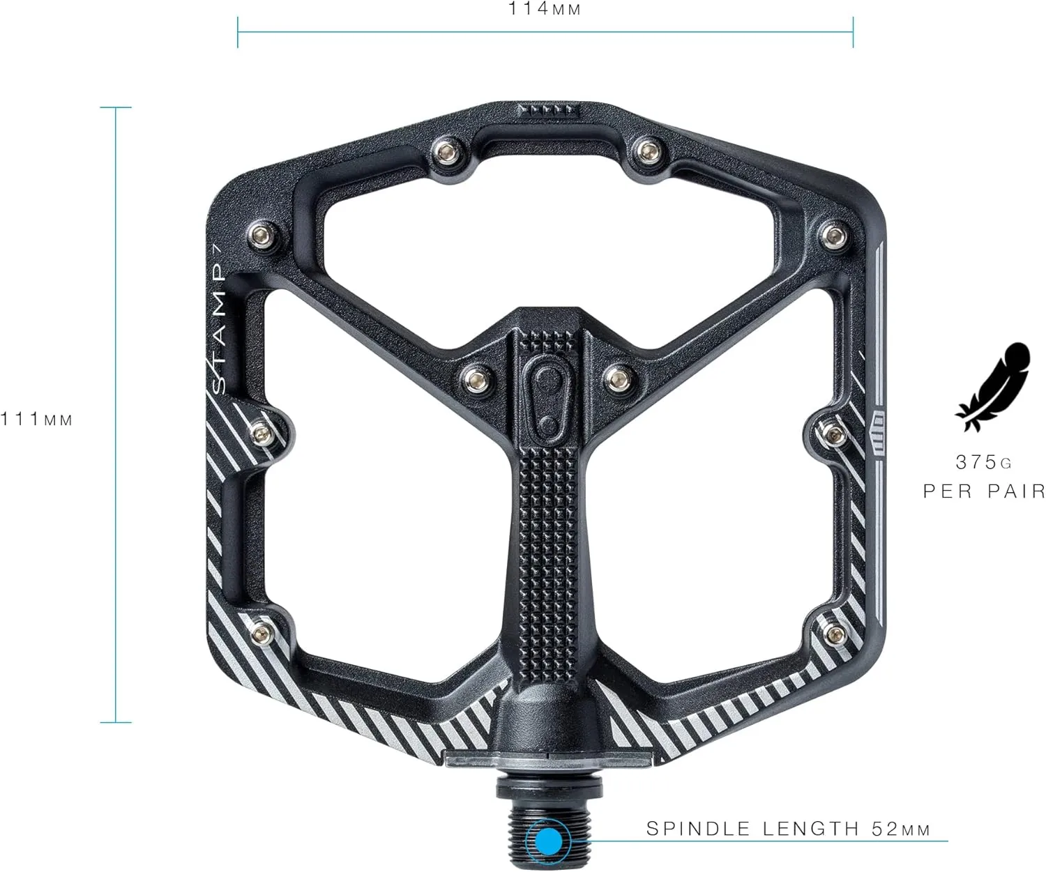 Crankbrothers Stamp Flat MTB Pedals - Size-Specific, Lightweight, Versatile, Durable Bike Pedals