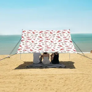 Crayfish Stone Sea Life Beach Canopy Tent Anti-UV & Wind Resistant, Camping Sun Shelter Easy Setup Portable,Outdoor Shade Tents with Sandbags,Sand Shovels,Ground Pegs & Stability Poles
