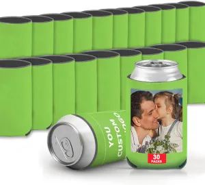 Custom Can Sleeve Beer Coolers 30pcs Bulk Personalized Can Cooler With Photo Logo Customized Insulated Beverage Bottle Holder for Party Weddings Fishing Picnics