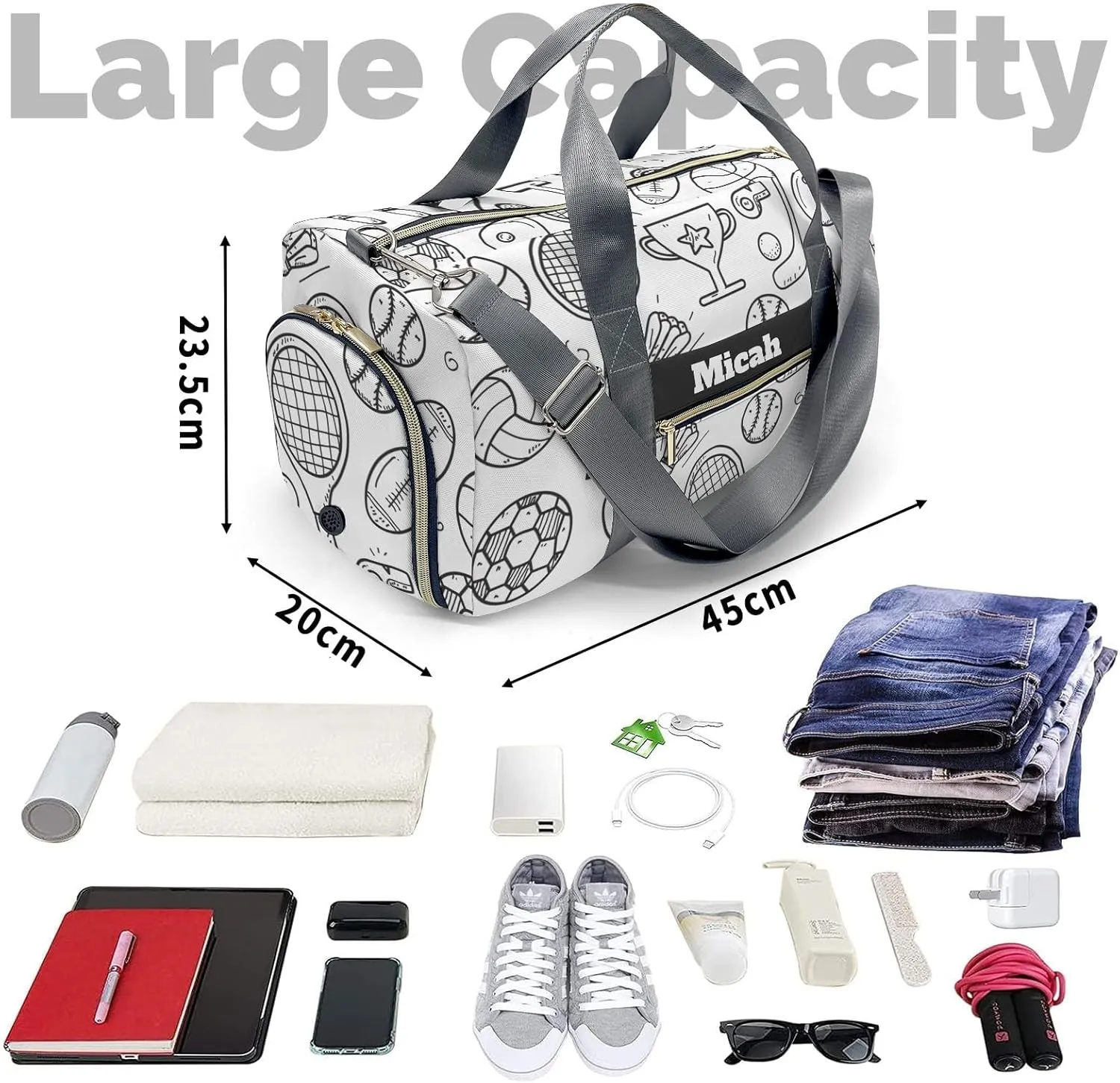 Custom Duffel Bag Sports Game Ball Compact and Convenient: Fitness Bags for the Modern Traveler
